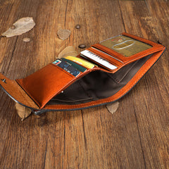 Handmade Mens Cool Black billfold Leather Wallet Men Trifold Brown Card Wallets for Men - iwalletsmen