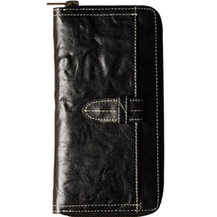 Genuine Leather Mens Cool Long Leather Wallet Cards Phone Zipper Clutch Wristlet Wallet for Men