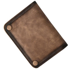 Brown Vintage Bifold Wallet Leather Mens Blue billfold Small Wallet Zipper Small Wallet For Men - iwalletsmen