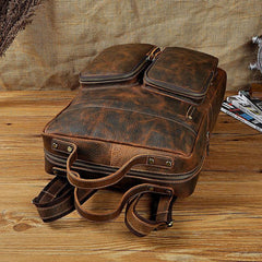 Casual Coffee Men's 15 inches Leather Laptop Backpack Computer Backpack School Backpacks For Men - iwalletsmen