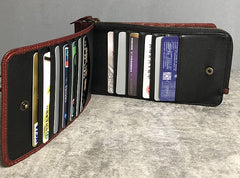 Genuine Leather Mens Cool Long Leather Wallet Cards Phone Zipper Clutch Wristlet Wallet for Men