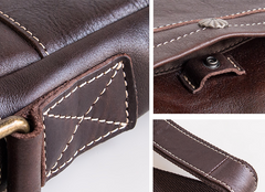 Genuine Leather Mens Cool Messenger Bag Sling Bag Chest Bag Bike Bag Cycling Bag for men