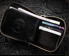 Leather Chinese Dragon Tooled Mens billfold Wallet Cool Chain Wallet Handmade Biker Wallet for Men