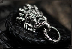 Handmade Leather Small Tooled Mens billfold Wallet Cool Chain Wallet Biker Wallet for Men