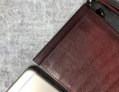 Genuine Leather Mens Cool Long Leather Wallet Cards Phone Zipper Clutch Wristlet Wallet for Men