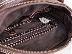 Genuine Leather Mens Cool Messenger Bag Square Bag Chest Bag Bike Bag Cycling Bag for men