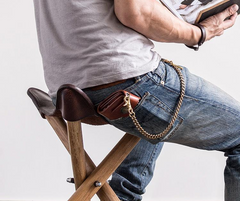 Handmade Mens Cool Leather Chain Wallet Biker Trucker Wallet with Chain for Men - iwalletsmen