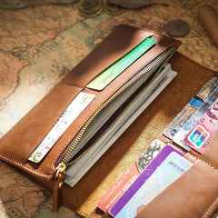 Cool Black Mens Leather Bifold Long Wallets Checkbook Wallet for Men with Coin Holder - iwalletsmen