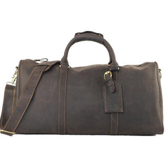 Black Leather Mens Casual Large Travel Bags Shoulder Weekender Bags Brown Duffle Bag For Men - iwalletsmen