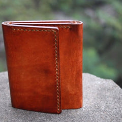 Handmade Leather Mens Small Trifold Wallet Vintage Cool billfold Wallet for Men - iwalletsmen