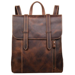 Dark Brown Fashion Mens Leather 13-inch Computer Backpack Brown Travel Backpacks School Backpacks for men - iwalletsmen