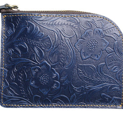 Handmade Leather Floral Mens Front Pocket Wallet Cool Slim Leather Wallet Men billfold Wallets Bifold for Men