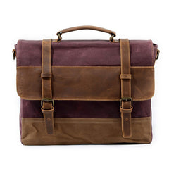 Mens Waxed Canvas Leather Side Bag Messenger Bag Canvas Courier Bag for Men - iwalletsmen