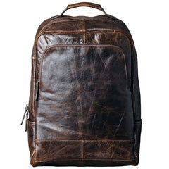 Genuine Leather Mens Cool Backpack Sling Bag Large Black Travel Bag Hiking Bag for men