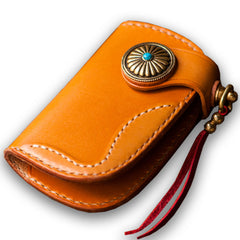 Handmade Leather Biker Mens Cool Car Key Wallet Coin Wallet Pouch Car KeyChain for Men
