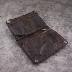 Brown Leather Men Billfold Wallet Leather Black Vertical Bifold Wallet with Coin Pocket For Men - iwalletsmen