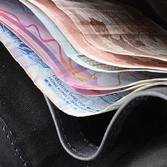 Genuine Leather Mens Cool billfold Leather Wallet Men Small Wallets Bifold for Men