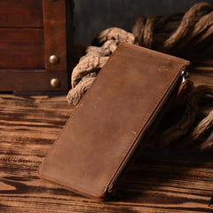 Handmade Leather Mens Cool Long Leather Wallet Card Clutch Wallet for Men - iwalletsmen