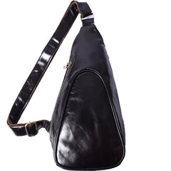Genuine Leather Mens Cool Chest Bag Sling Bag Crossbody Bag Travel Bag Hiking Bag for men