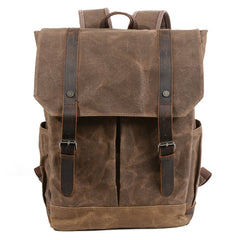Waxed Canvas Leather Mens Backpacks Canvas Travel Backpack Canvas School Backpack for Men - iwalletsmen