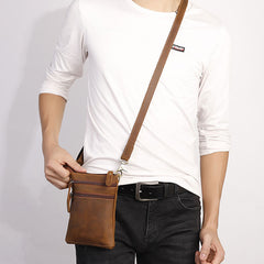 Vintage Leather Men's CELL PHONE HOLSTER Belt Pouch Waist Small Side Bag For Men - iwalletsmen