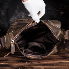 BADASS Dark Brown LEATHER MENS Small COURIER BAG Postman BAG SIDE BAG MESSENGER BAG FOR MEN - iwalletsmen