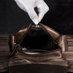 Coffee Leather Men Belt Pouch Vintage Drop Leg Bag Biker Purse Side Belt Bag for Men - iwalletsmen