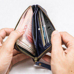 Handmade Leather Mens Chain Biker Wallet Cool Leather Wallet Zipper billfold Wallets - iwalletsmen