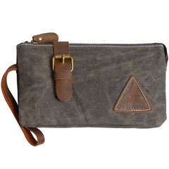Cool Canvas Leather Mens Clutch Wallet Zipper Wristlet Bag Purse for Men - iwalletsmen