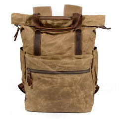 Waxed Canvas Leather Mens Backpack Canvas Travel Backpack Canvas School Backpack for Men - iwalletsmen