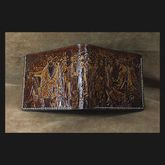 Handmade Leather Tooled TheWalkingDead Mens billfold Wallet Cool Leather Wallet Slim Wallet for Men