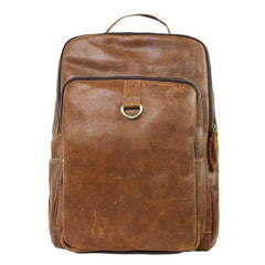 Cool Camel Leather Mens Travel Black Backpack Work 14 inches Brown Work Backpack For Men - iwalletsmen