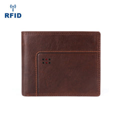 Chocolate Bifold Leather Mens Small Wallet billfold Wallet Driver's License Wallet for Men - iwalletsmen