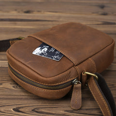 Black LEATHER MEN'S Small Side bag Brown Vertical Phone Bag MESSENGER BAG Courier Bag FOR MEN - iwalletsmen