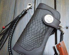 Handmade Leather Biker Wallet Mens Cool Chain Wallet Trucker Wallet with Chain