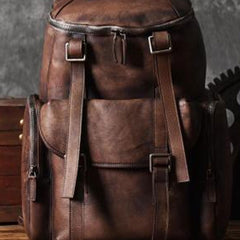 Handmade Leather Mens Cool Backpack Sling Bag Large Travel Bag Hiking Bag for men