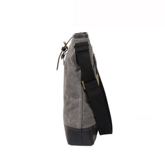 Fashion Vertical Canvas Leather Mens Courier Bag Crossbody Bag Messenger Bags Khaki Canvas Postman Bag for Men - iwalletsmen