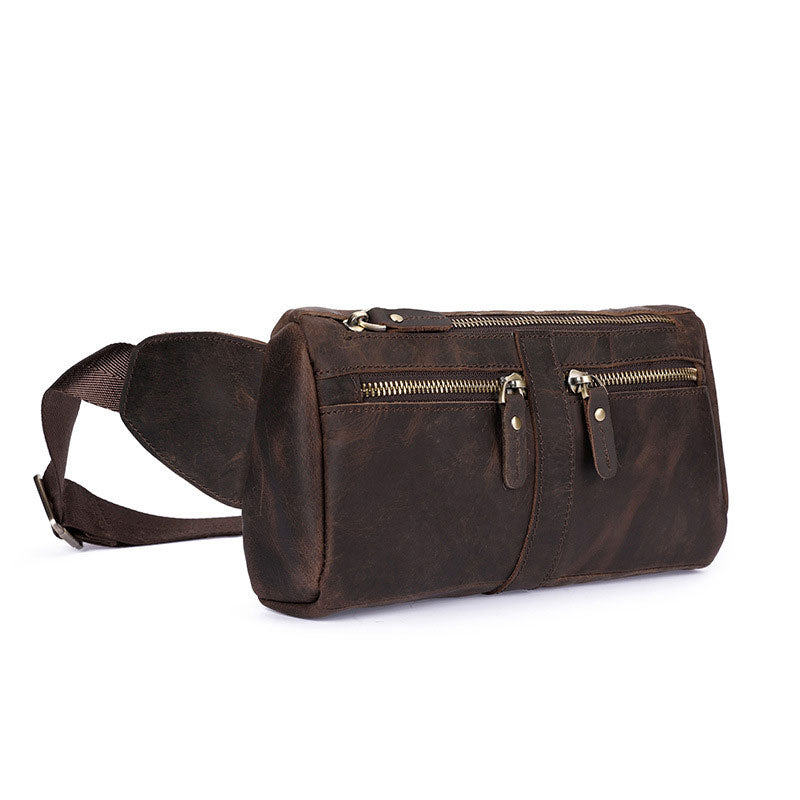 COOL Dark Brown LEATHER MENS FANNY PACK BUMBAG WAIST BAG FOR MEN - iwalletsmen