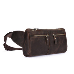 COOL Dark Brown LEATHER MENS FANNY PACK BUMBAG WAIST BAG FOR MEN - iwalletsmen