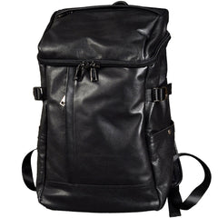 Genuine Leather Mens Cool Backpack Sling Bag Large Black Travel Bag Hiking Bag for men