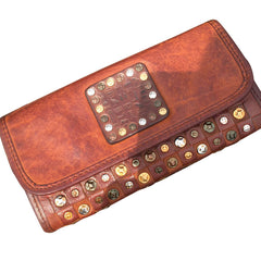 Handmade Genuine Leather Mens Clutch Cool Fashion Wallet Clutch Wristlet Wallet for Men