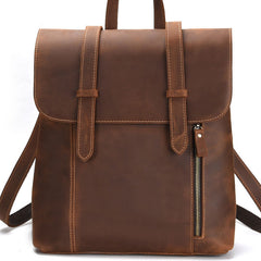 Cool Brown Leather Mens Backpack School Backpack Satchel Backpack for Men - iwalletsmen