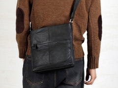 Genuine Leather Mens Cool Messenger Bag Shoulder Bag Chest Bag Bike Bag Cycling Bag for men