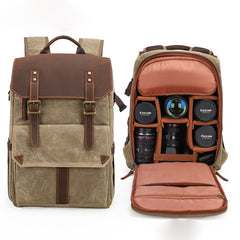 CANVAS WATERPROOF MENS CANON CAMERA BACKPACK LARGE NIKON CAMERA BAG DSLR CAMERA BAG FOR MEN - iwalletsmen