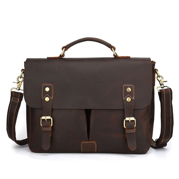 Cool Leather Mens Vintage Briefcases Work Bag Business Bag Handbag Laptop Bag For Men - iwalletsmen
