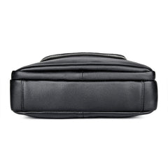 Black Cool Leather 10 inches Large Zipper Messenger Bag Handbag Shoulder Bag For Men - iwalletsmen