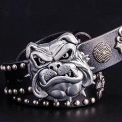 Handmade Genuine Leather Punk Rock Bulldog Mens Cool Men Biker Trucker Leather Belt