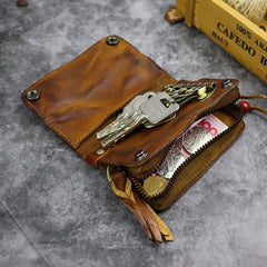 Vintage Leather Men's billfold Small Wallet Brown Key Wallet Card Wallet For Men - iwalletsmen