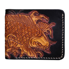 Handmade Leather Carp Mens billfold Wallet Cool Leather Wallet Slim Wallet for Men - iwalletsmen