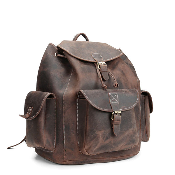Cool Leather Mens School Backpack Vintage Travel Backpack Satchel Backpack for Men - iwalletsmen